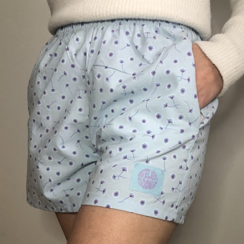 short fleurs bleu upcyclé